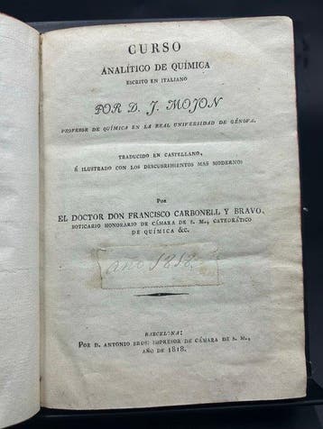 Giuseppe Mojon - Curso analítico de química - 1818