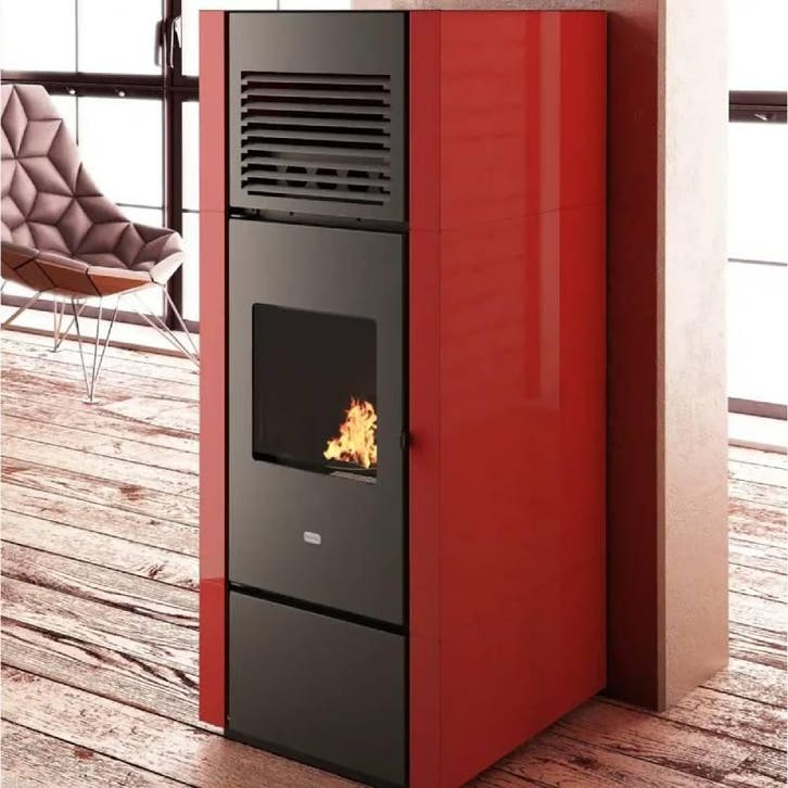 Pelletkachel Nia 15 kW warmte in meer kamers met kanalisatie, Huis en Inrichting, Kachels, Pelletkachel, Hout, Nieuw, Vrijstaand
