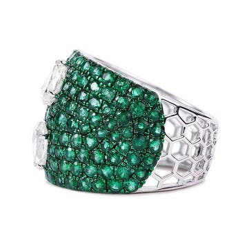 Cocktailring - 14 karaat Witgoud - 4.47ct. tw. Diamant