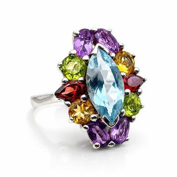 Sans prix de réserve - Bague Argent - Plusieurs pierres