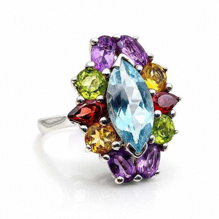 Sans prix de réserve - Bague Argent - Plusieurs pierres, Bijoux, Sacs & Beauté, Bagues