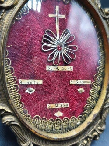 Reliekhouder - Metaal, Glas, Textiel - 1850-1900 - Heilige