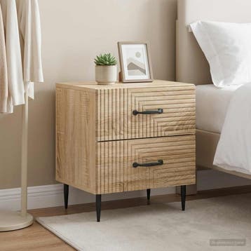 vidaXL Nachtkastje 2 st Sonoma Eiken 43 x 34,5 x 47,5 cm, Verzenden, Nieuw