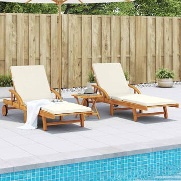 vidaXL Ligbedden 2 st met kussens 200x68x83 cm massief, Verzenden, Nieuw
