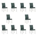 Set van 10 Leren eetkamerstoelen Comfort met wieltjes -, Ophalen of Verzenden, Nieuw, Leer, Eén