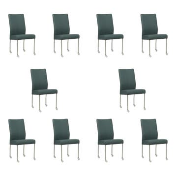 Set van 10 Leren eetkamerstoelen Comfort met wieltjes -, Huis en Inrichting, Stoelen, Ophalen of Verzenden, Nieuw, Leer, Eén