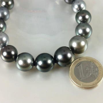 Halsketting Zilver Parel - Diamant - Tahiti Rainbow, Nieuw