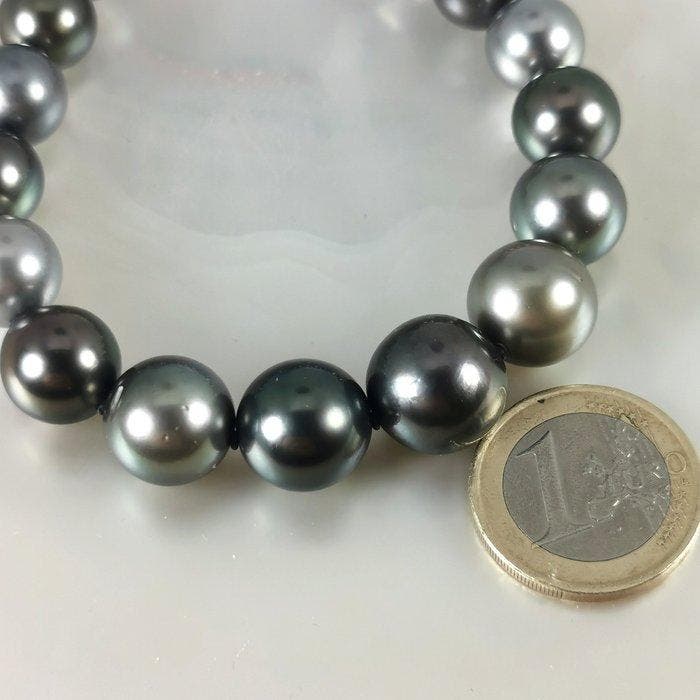 Halsketting Zilver Parel - Diamant - Tahiti Rainbow, Handtassen en Accessoires, Kettingen