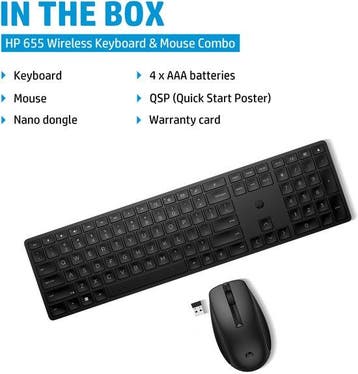 Keyboard and Wireless Mouse HP 655 Spanish Qwerty, Verzenden, Nieuw