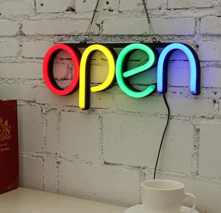 Open neon bord verlichting lamp licht kunststof 3D, Huis en Inrichting, Lampen | Overige, Nieuw, Verzenden