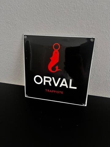 Orval Trappiste geëmailleerd reclamebord – modern zwart