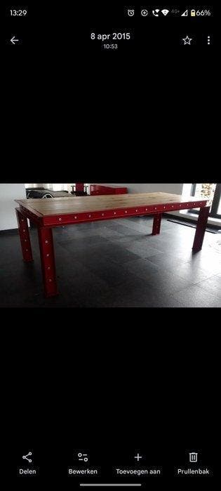 Table - Acier, bois de chêne - Table à manger au style, Antiek en Kunst, Antiek | Wandborden en Tegels