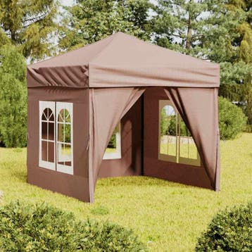 vidaXL Partytent inklapbaar met zijwanden 2x2 m taupe, Tuin en Terras, Verzenden, Nieuw