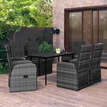 vidaXL 7-delige Tuinset met kussens grijs, Verzenden, Nieuw, Tuinset