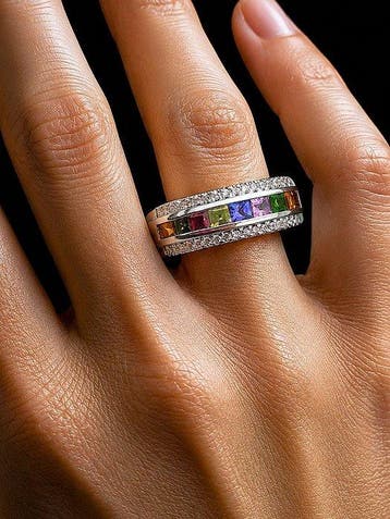 Zonder minimumprijs - Ring Regenboogring met meerdere, Nieuw