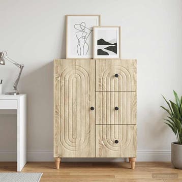 vidaXL Dressoir met lade Sonoma Eiken 66 x 34,5 x 90 cm, Verzenden