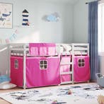 vidaXL Stapelbed met gordijnen 80x200 cm grenenhout roze, Verzenden, Nieuw
