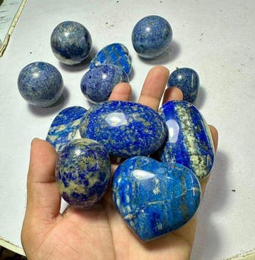Sphère en lapis-lazuli et azurite, massage du cœur et œufs