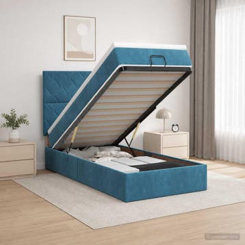 vidaXL Ottoman bed met matras Donkerblauw 90 x 200 cm, Verzenden