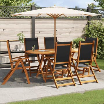vidaXL 7-delige Tuinset massief acaciahout, Verzenden, Nieuw, Tuinset