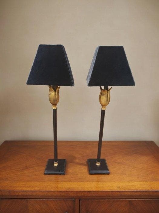 Lamp (2) - Messing - Herda Tulp Tafellampen, Antiek en Kunst, Kunst | Designobjecten