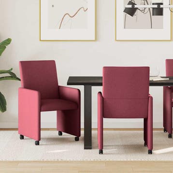 vidaXL Eetkamerstoelen met wielen 2 st Stof Wijnrood 57 x 66, Verzenden, Nieuw