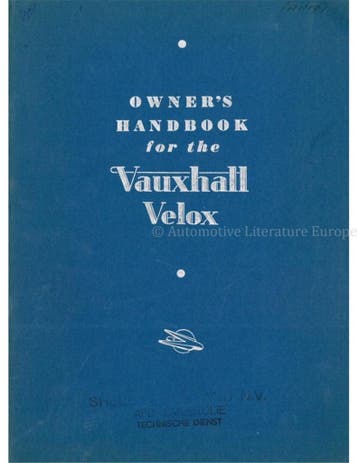 1948 VAUXHALL VELOX INSTRUCTIEBOEKJE ENGELS, Ophalen of Verzenden