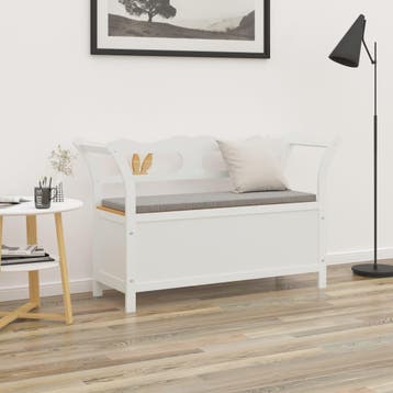 vidaXL Bankje 107x45x75,5 cm massief vurenhout wit, Verzenden