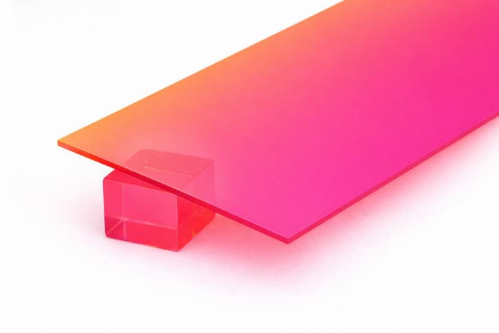 Acrylaat (PMMA) basisplaat (fluor transparant roze/oranje,, Bricolage & Construction, Outillage | Autres Machines, Envoi