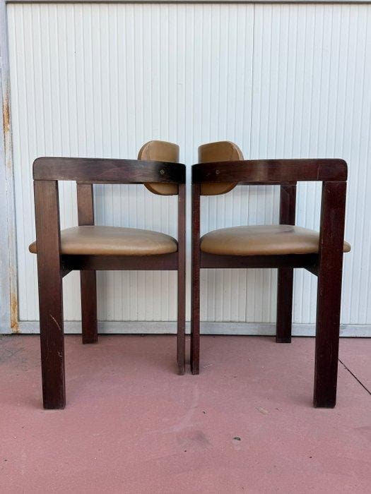 Chaise - cuir synthétique - Deux chaises vintage, Antiquités & Art, Art | Objets design