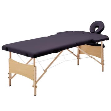 vidaXL Massagetafel inklapbaar 2 zones hout paars, Verzenden