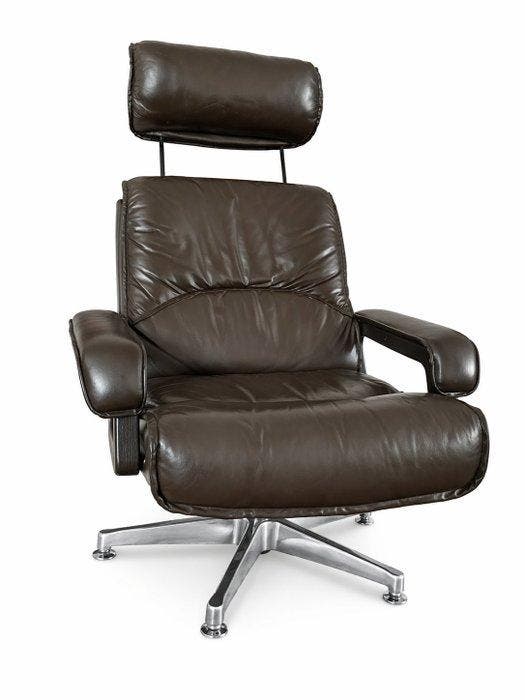 Fauteuil - Leder - Een loungestoel uit de jarenzeventig,, Antiek en Kunst, Kunst | Designobjecten