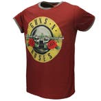 Guns N Roses Logo Ringer T-Shirt Rood, Nieuw