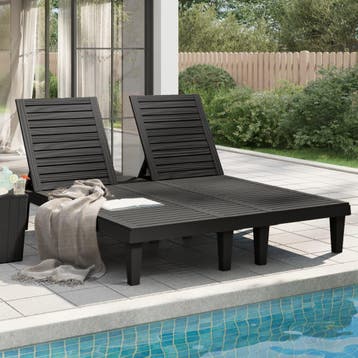 vidaXL Ligbed tweepersoons 155x138x83 cm polypropeen zwart, Verzenden, Nieuw