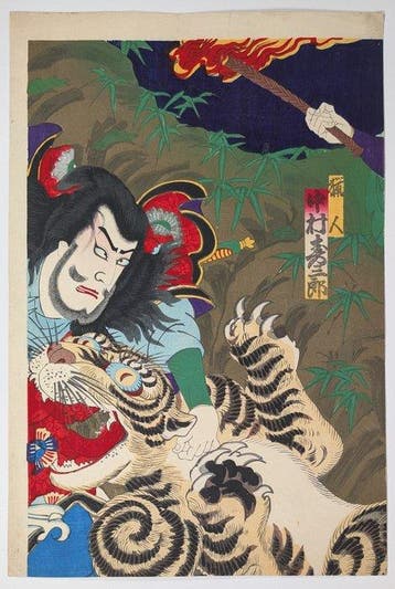 Kunisada III / Kchr — Wu Song doodt de tijger op
