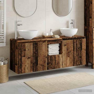 vidaXL Badkamerkast set 3 st Oud hout 129 x 41 x 80 cm, Verzenden