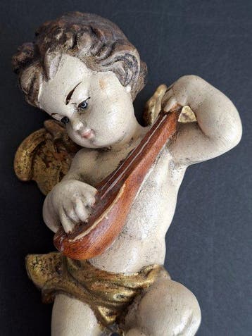 Beeldje - Südtirol Engel Putte ca. 20 cm - Hout, Antiek en Kunst