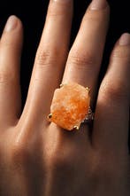 Argent, Pierre de soleil - Bague - Énoncé brut