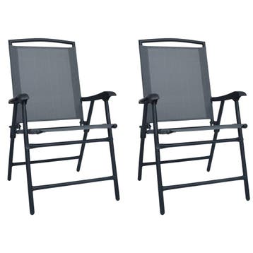 vidaXL Opklapbare stoelen, 2 stuks, textiel grijs, Verzenden, Nieuw