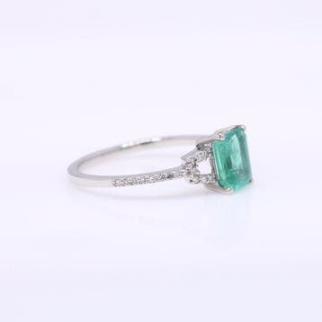 Zonder minimumprijs - Ring Platina - 1.14ct. tw. Smaragd -, Nieuw