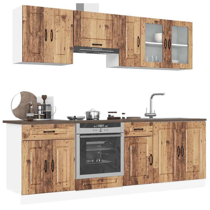 vidaXL 8-delige Keukenkastenset Kalmar bewerkt hout oud, Maison & Meubles, Armoires | Autre, Envoi