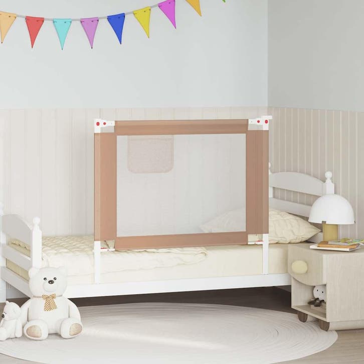 vidaXL Bedhekje peuter 100x25 cm stof taupe, Kinderen en Baby's, Traphekjes, Nieuw, Verzenden