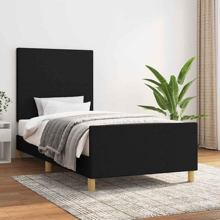 vidaXL Bedframe zonder matras 90x200 cm stof zwart, Maison & Meubles, Chambre à coucher | Lits, Envoi