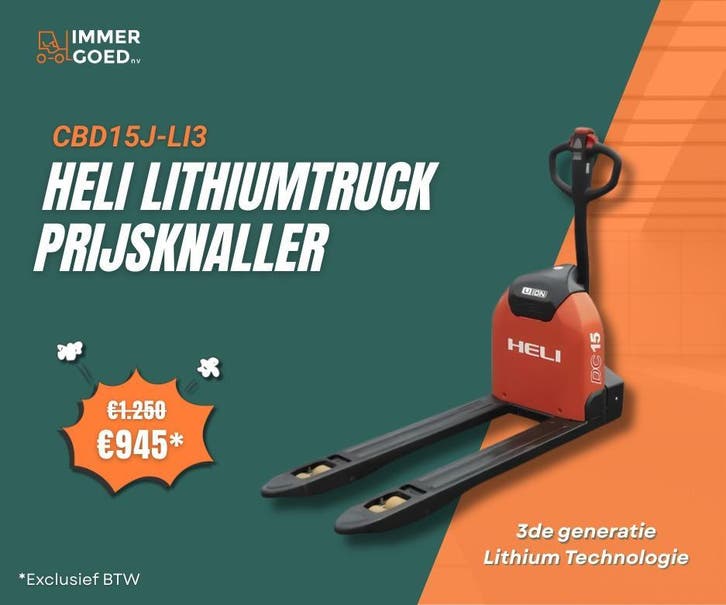 HELI CBD15J-Li3 – Professionele lithium pallettruck (3e gen), Articles professionnels, Machines & Construction | Chariots élévateurs & Transport interne