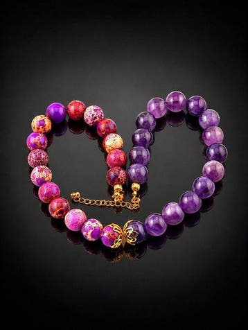 Paars Amethist Jasper Ketting - Sterling Zilver 925 -