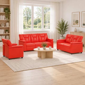 vidaXL bank / zetelstel 3 pcs Rood Kunstleer, Verzenden, Nieuw