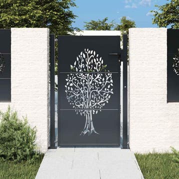 vidaXL Poort 100x150 cm met boomontwerp staal, Verzenden, Nieuw