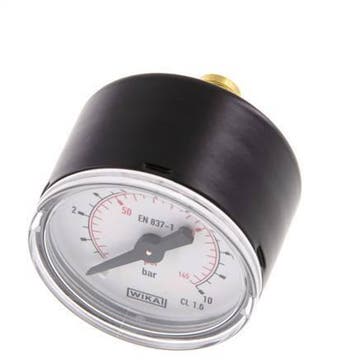 0..10 Bar Manometer Achteraansluiting Staal/Messing 40 mm, Verzenden, Nieuw