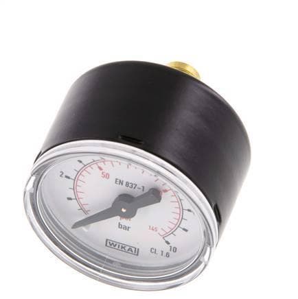 0..10 Bar Manometer Achteraansluiting Staal/Messing 40 mm, Doe-het-zelf en Bouw, Overige Doe-Het-Zelf en Bouw, Verzenden