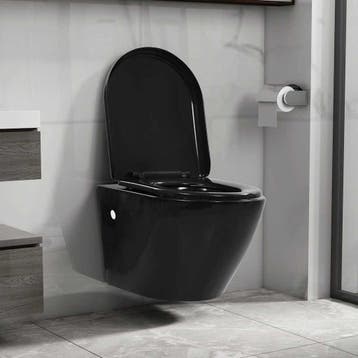 vidaXL Hangend toilet randloos keramiek zwart, Verzenden, Nieuw